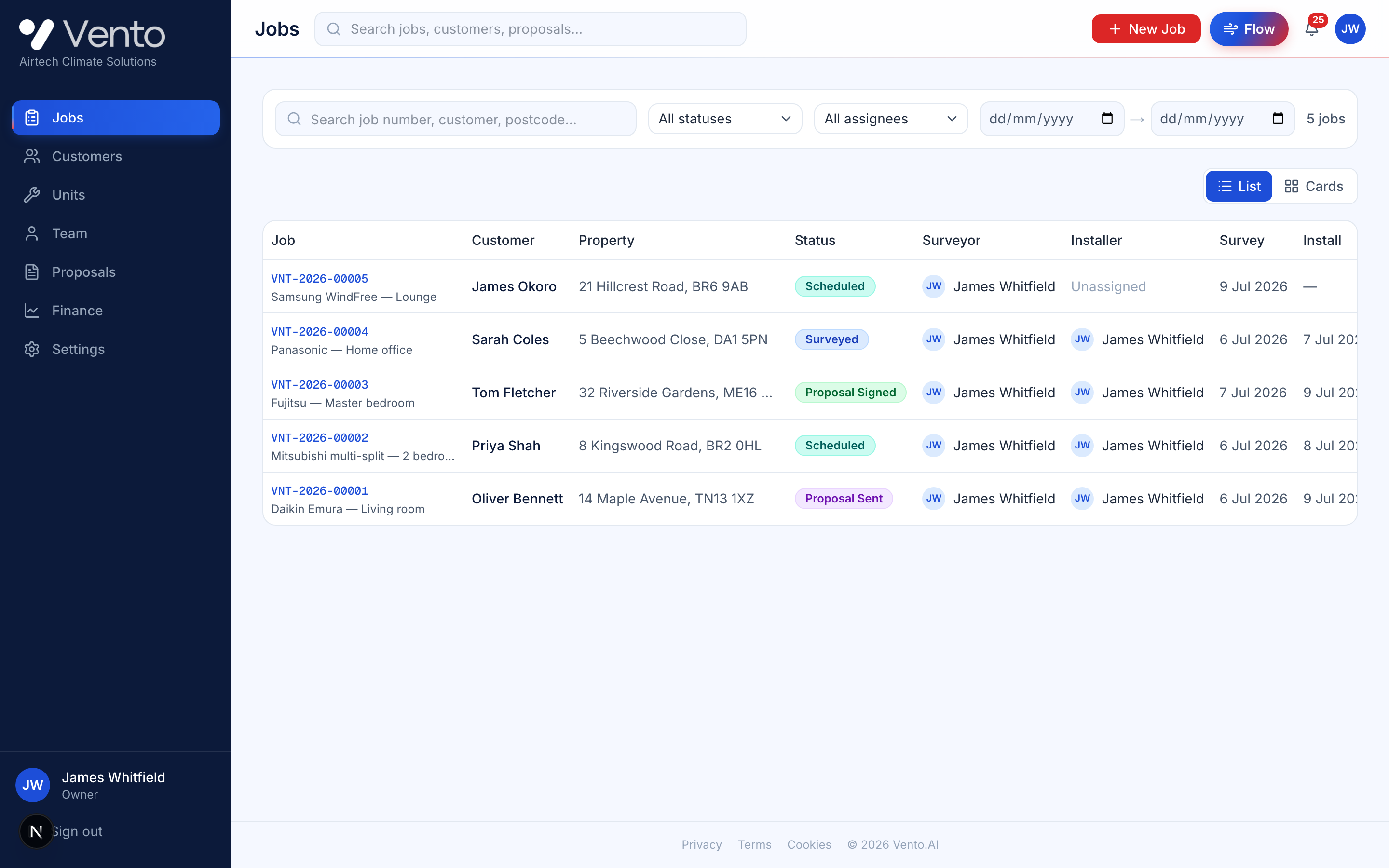Run the whole business from one dashboard — Vento