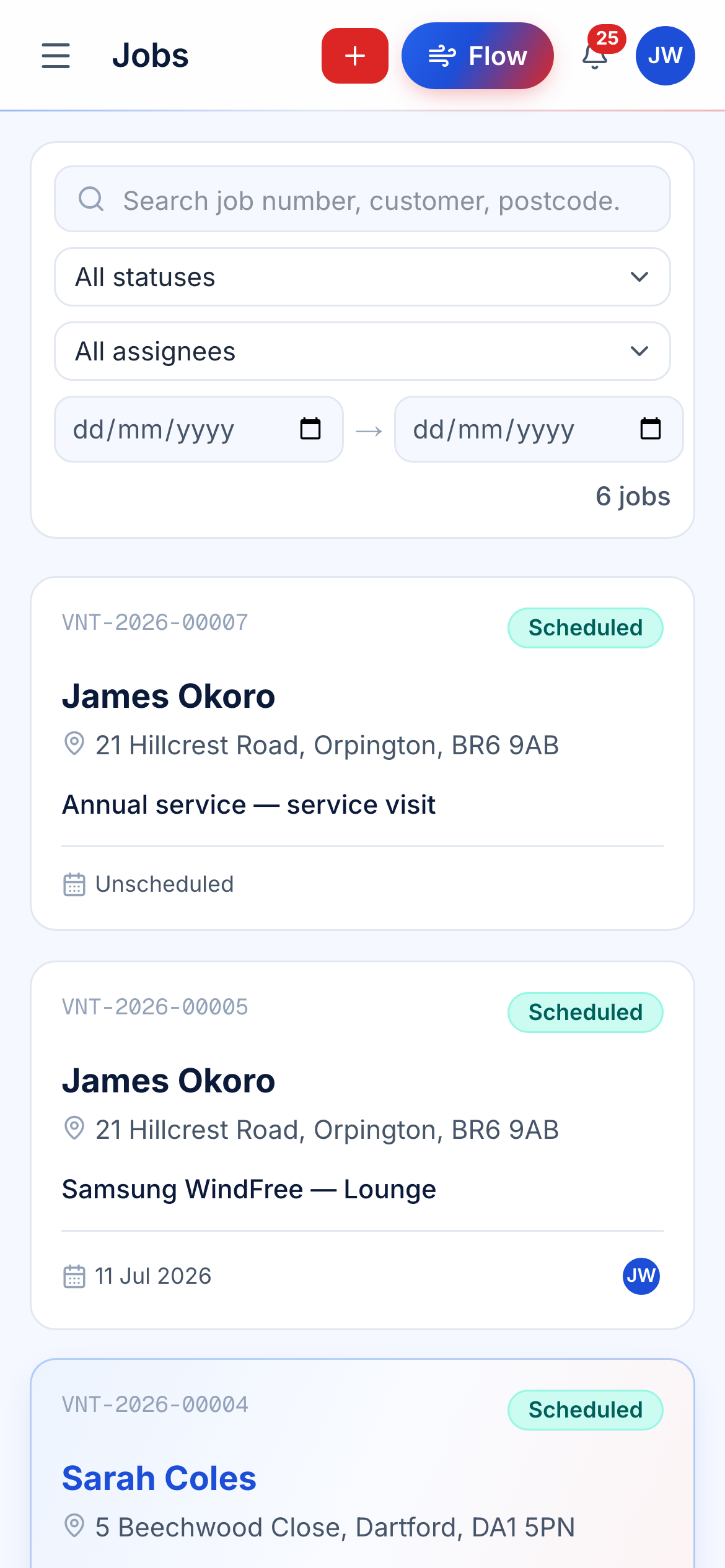 Vento jobs pipeline on a phone